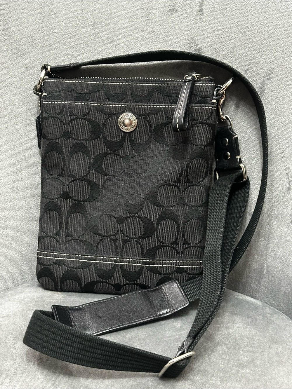 Coach Black Signature Messenger Crossbody Bag